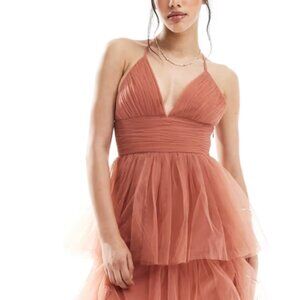 Lace and Beads - Odette Midaxi Dress in Terracotta